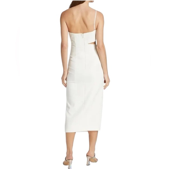 NET! CINQ À SEPT Laurile Cutout Crepe Midi Dress in Ivory. Size 8 - Picture 3 of 4